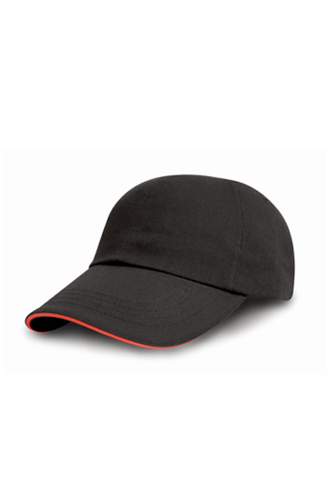 Brushed Cotton Drill Sandwich-Cap Black/Red One Size